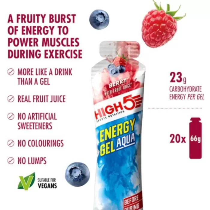 Energy Gel Aqua Berry - Box 20x66g-High5 Cheap