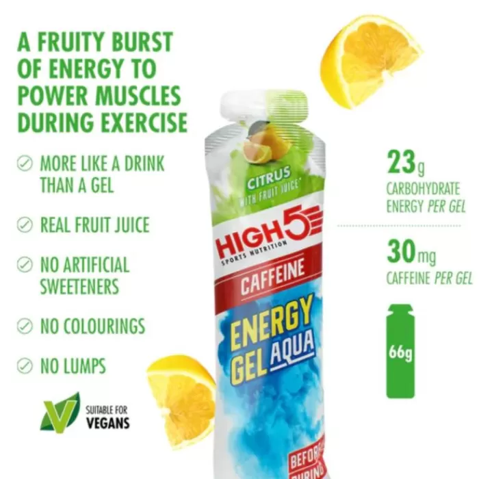 Energy Gel Aqua Caffeine Citrus - Box 20x66g-High5 Cheap