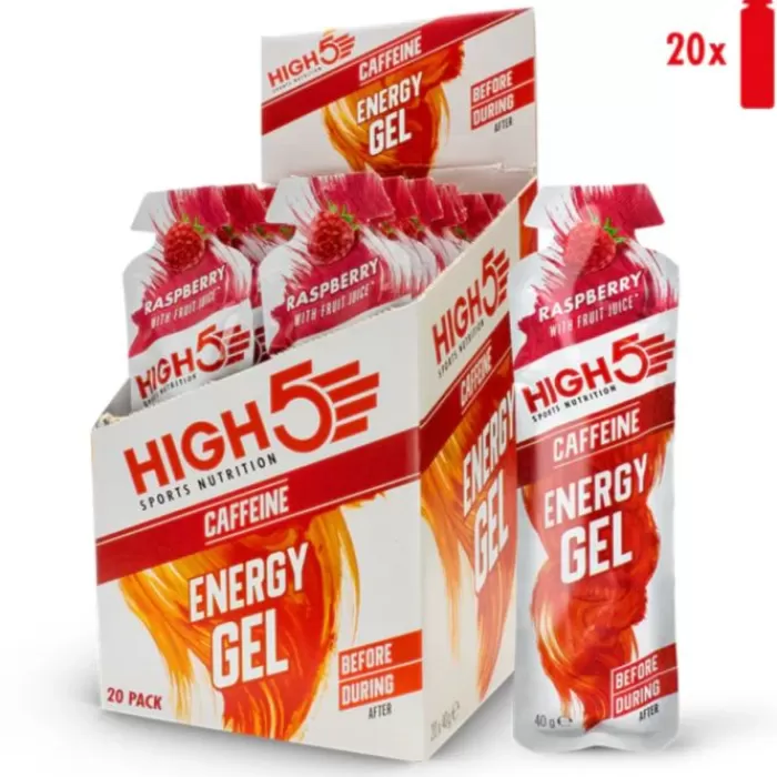 Energy Gel Caffeine Raspberry 20x40g-High5 Discount